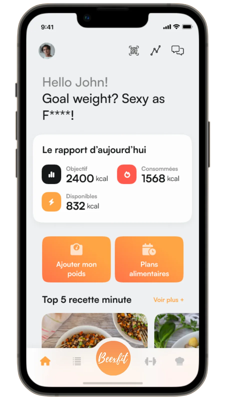 Application Beexfit sur smartphone
