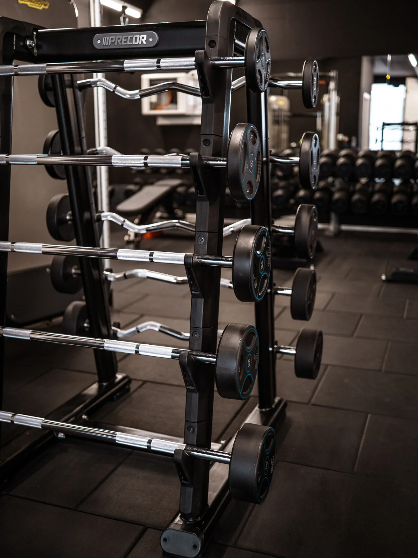 Rack d'haltères PRECOR du Beexfit Studio Montreux